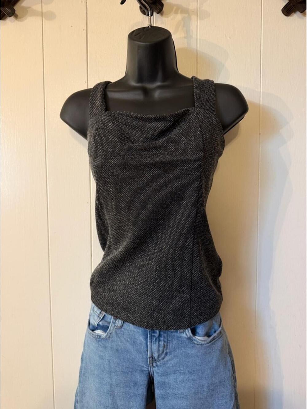 Sunday in Brooklyn Charcoal Gray Knit Tank Top